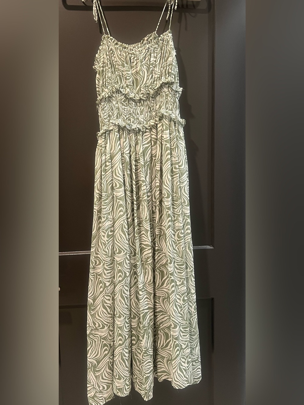 En Saison Green and White Maxi Dress